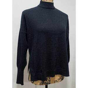 Brixton Sweater  85% Cotton, 15% Cashmere, Split Hem, Side Slit, Black,  Sz XS
